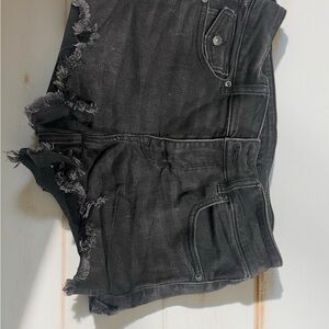 Black Distressed Denim Shorts
